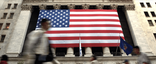 U.S Flag on government building